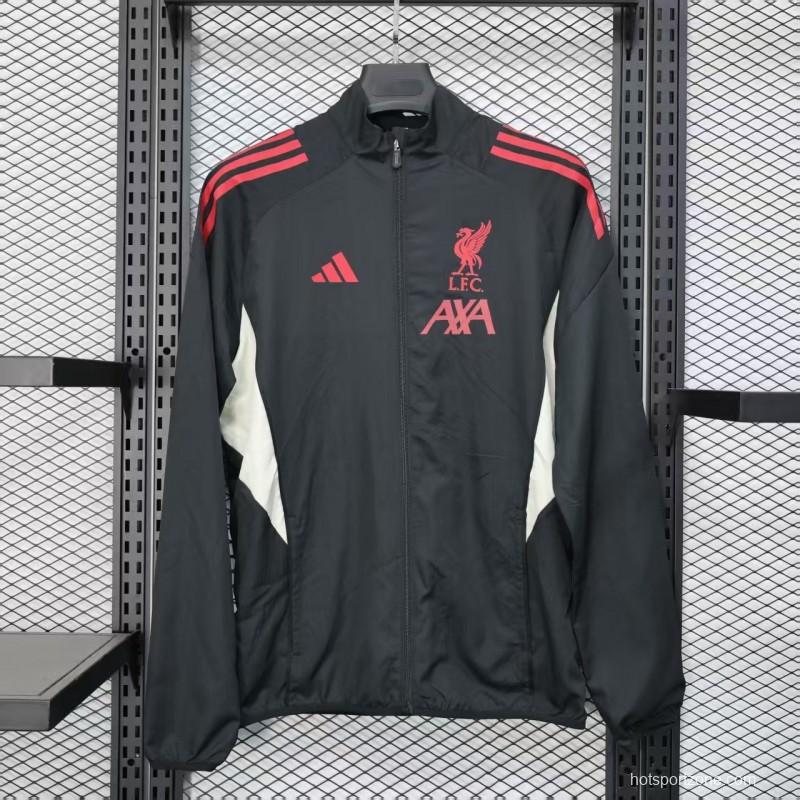 25/26 Liverpool Black Windbreaker (with Inner Lining)