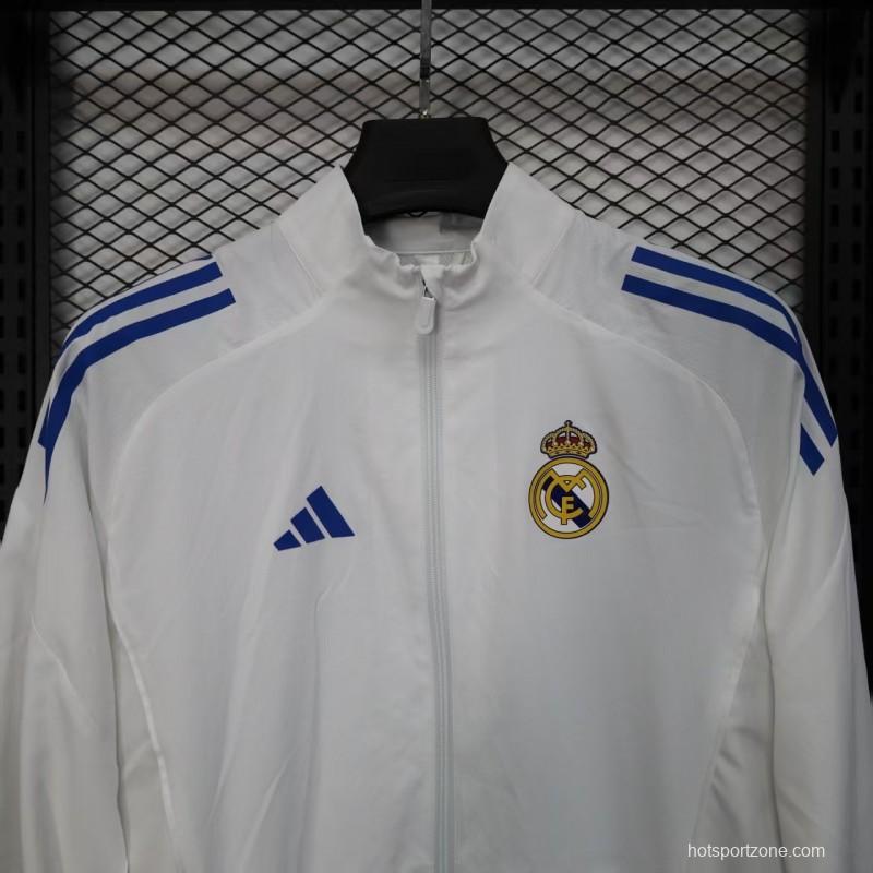 25/26 Real Madrid WHITE Windbreaker (with Inner Lining)