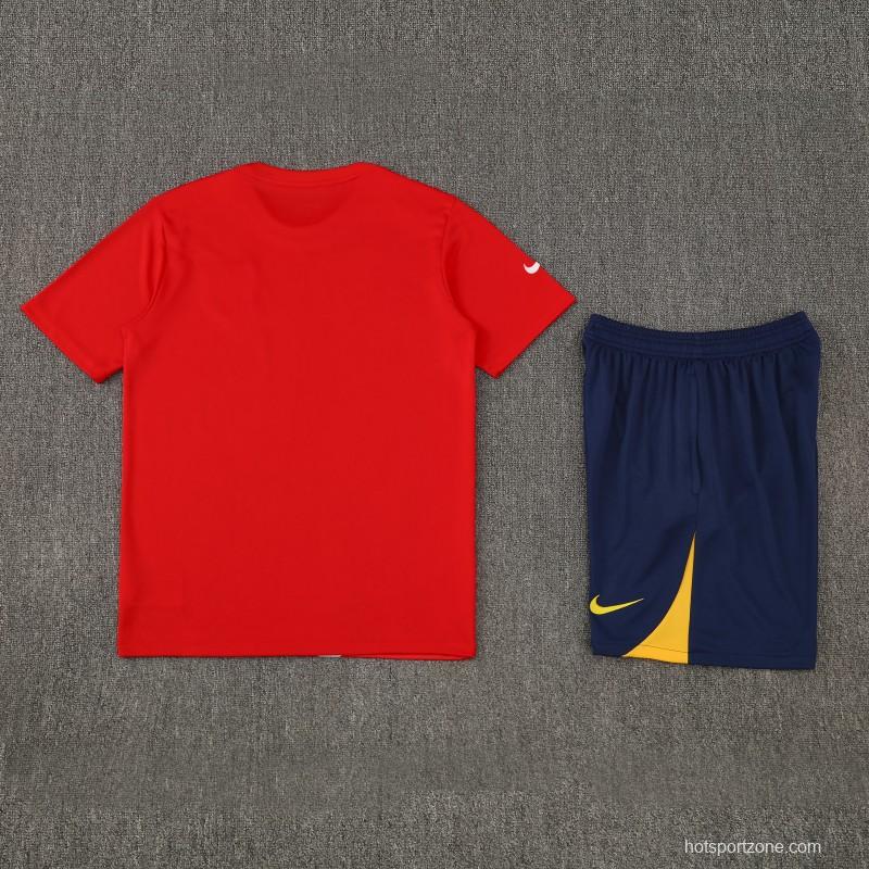 25/26 Atletico Madrid Red/White Stripe Short Sleeve+Shorts