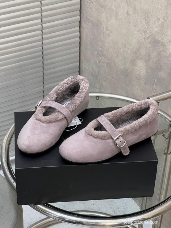Alaia Fall/Winter 2025 Wool Mary Jane Ballet Flats - KFY00310