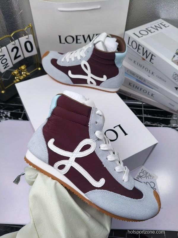 LOEWE High-Top German Training Sneakers Retro Fashion Casual White Shoes - LY00330