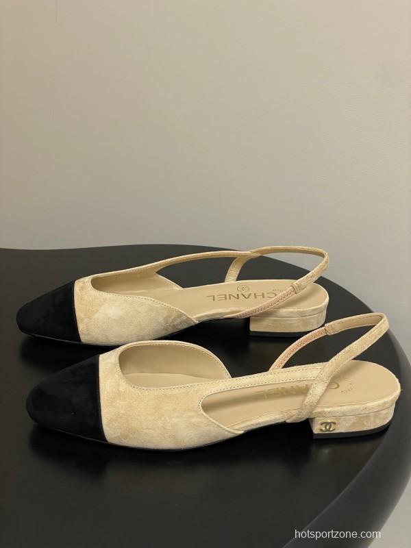 Chanel Sling-back Two-tone Suede Flats/Heels - KFY00280