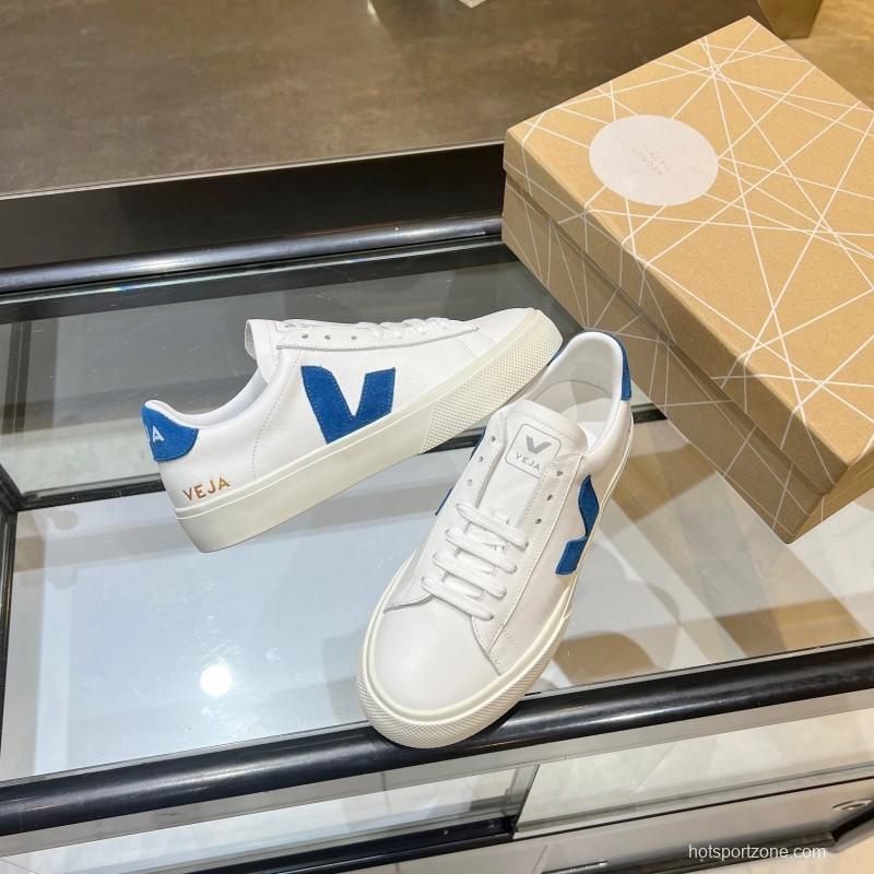 VEJA Classic White Sneakers V Logo Lace-Up Retro Flat Platform Casual Sports Shoes - LY00220