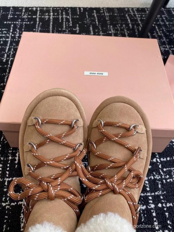 Miu Miu 2025 SS Lace-Up Snow Boots - AS00310