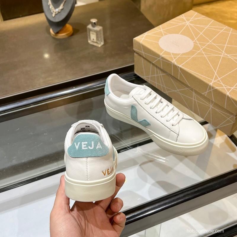 VEJA Classic White Sneakers V Logo Lace-Up Retro Flat Platform Casual Sports Shoes - LY00220