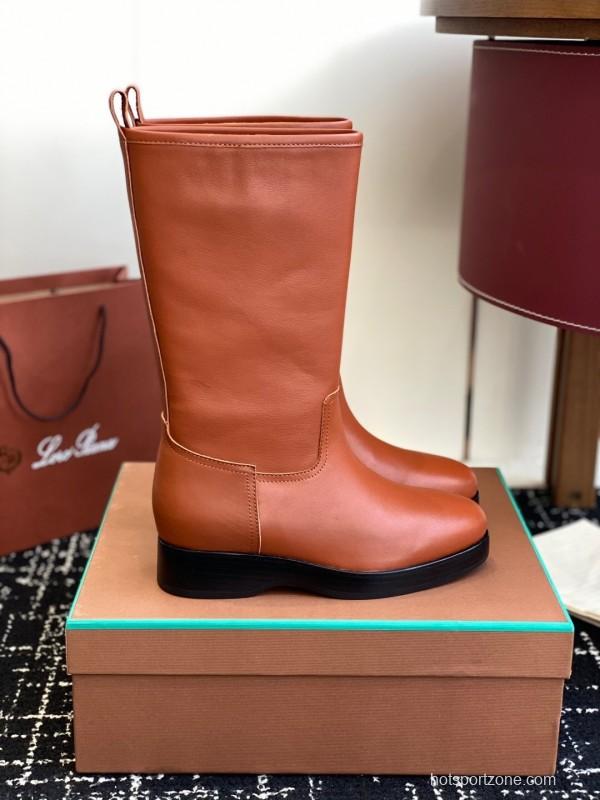 Brunello Cucinelli Classic Spring BC Calfskin High Top Thick Sole Riding Boots Long Boots - KFY00450