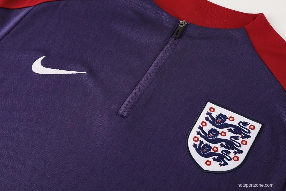 2025 England Purple Half Zipper Jacket+Long Pants