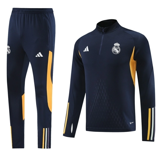 25/26 Real Madrid Royal Blue Half Zipper Jacket+Long Pants