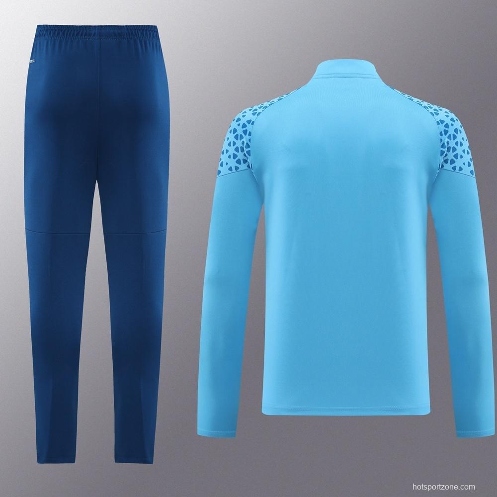 25/26  Manchester City Sky Blue Half Zipper Jacket+Long Pants