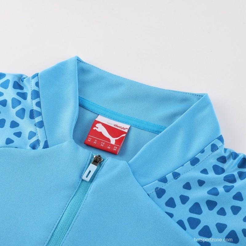 25/26  Manchester City Sky Blue Half Zipper Jacket+Long Pants