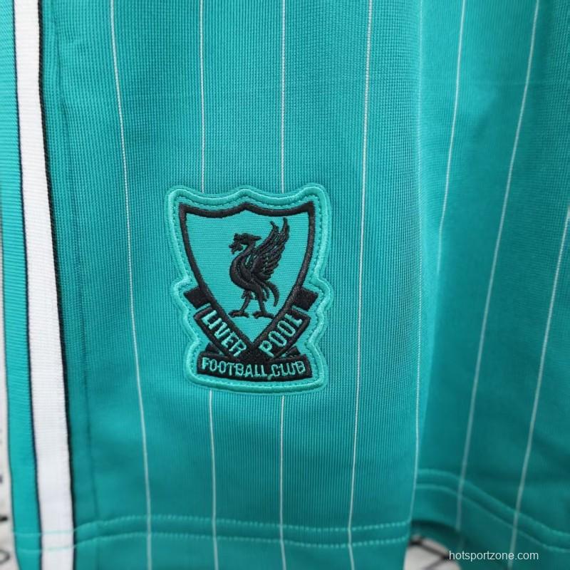 25/26 Liverpool Adidas Original Green with Teal Pinstripes Shorts