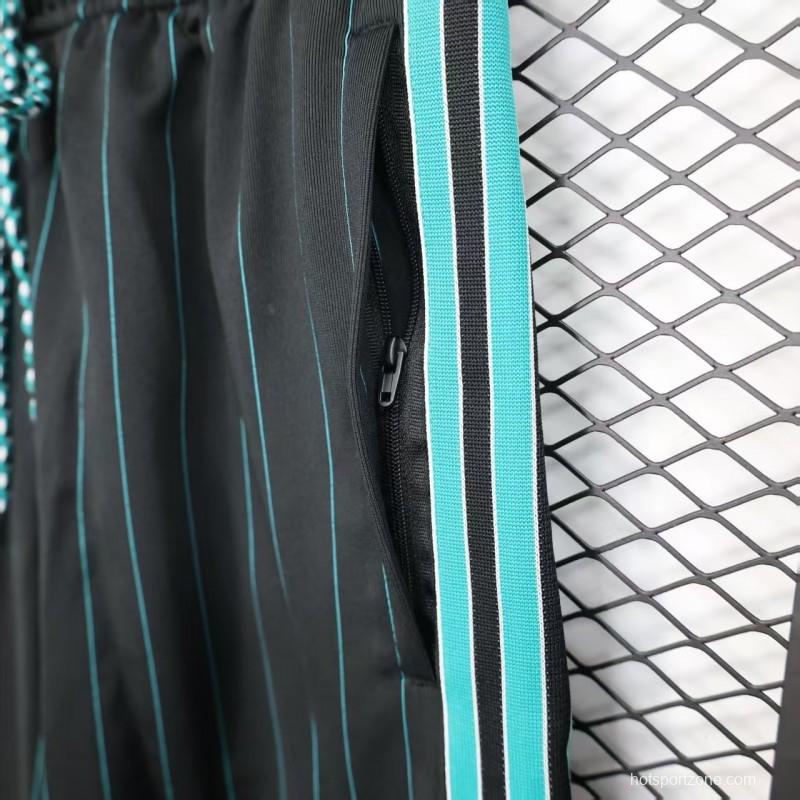 25/26 Liverpool Adidas Original Black with Teal Pinstripes Shorts