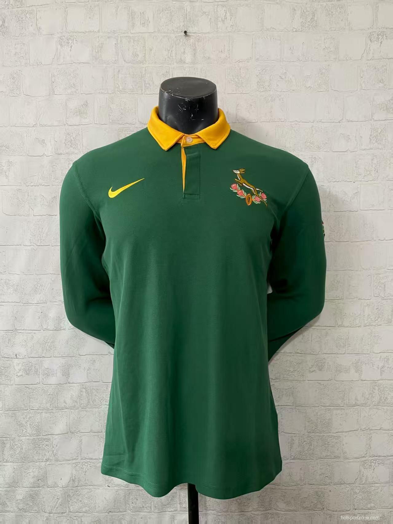 2026 South Africa Green Long Sleeve Polo Rugby Jersey