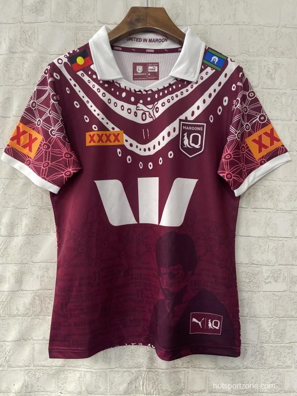 2026 Queensland Maroons Maroon with Indigenous Cultural Pattern Jersey