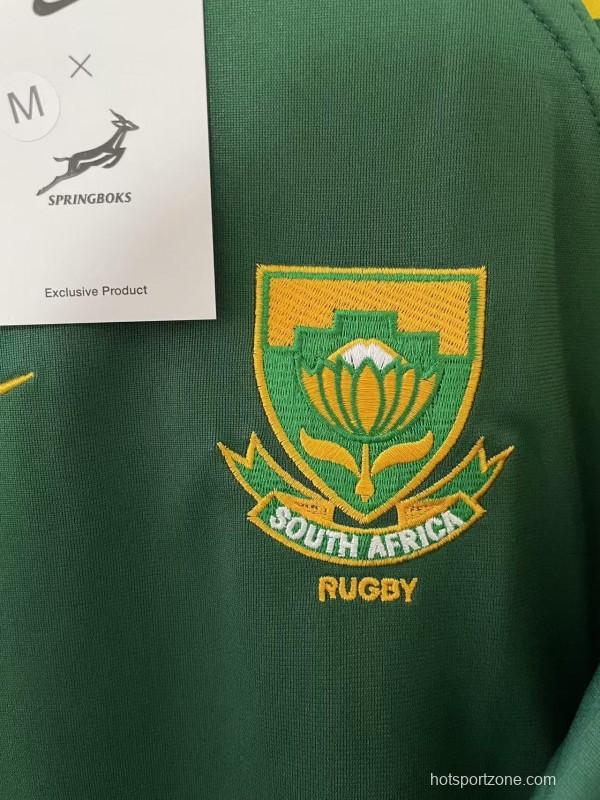 25/26 South Africa Springbok Sevens Green with Gold Chevron Sleeves Jersey