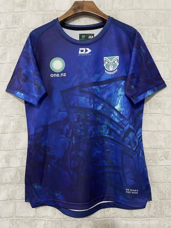 25/26 New Zealand Warriors Blue with Maori Cultural Art Jersey