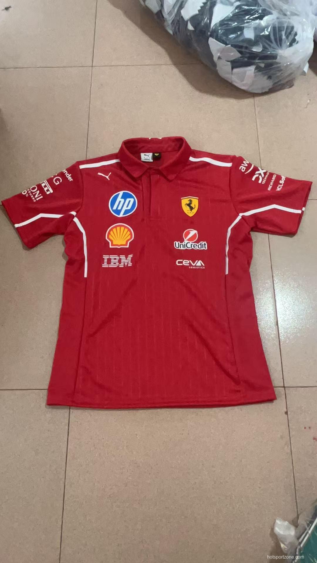 2025 F1 Scuderia Ferrari Red with White Trim Team Polo Shirt