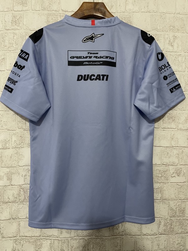 2025 F1 Gresini Racing Ducati Light Blue with Black Shoulder T-Shirt