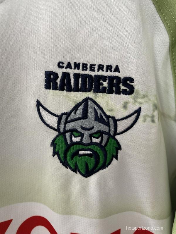 25/26 Canberra Raiders White Lime Green with War Memorial Graphic Jersey