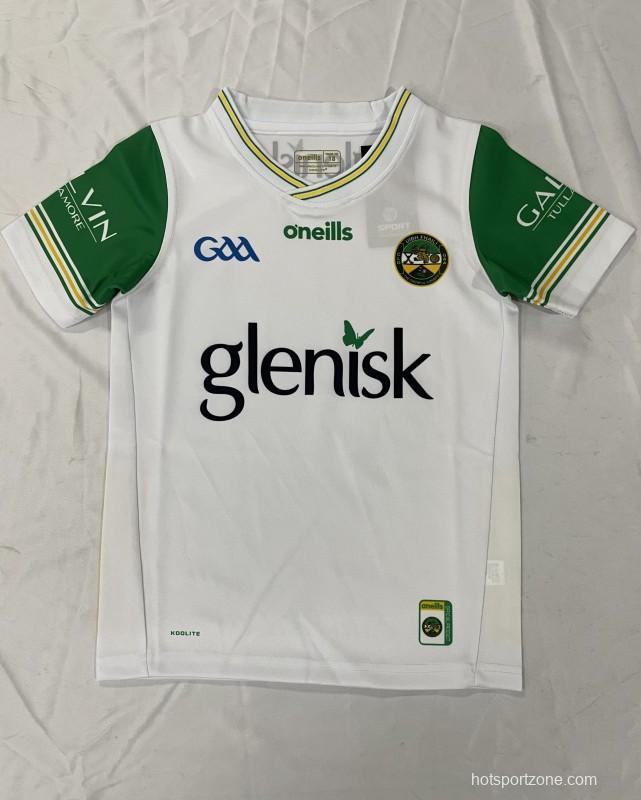 25/26 Kids Offaly GAA White with Green and Gold Trim Away Jersey