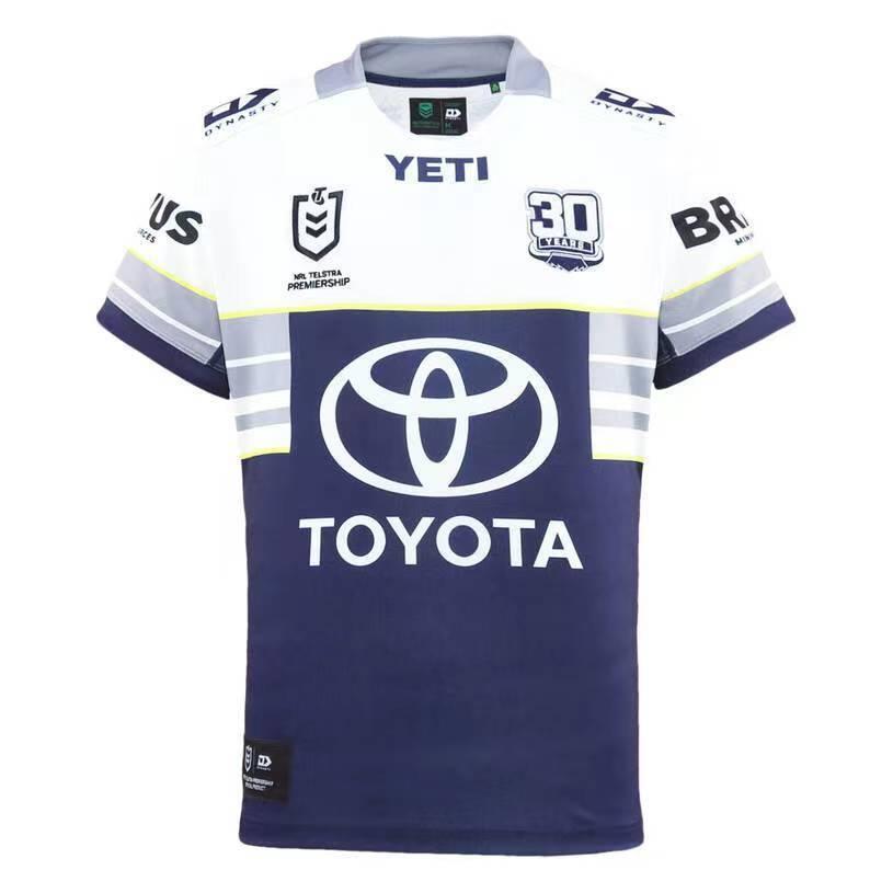 25/26 North Queensland Cowboys Navy with White and Grey Stripes Jersey