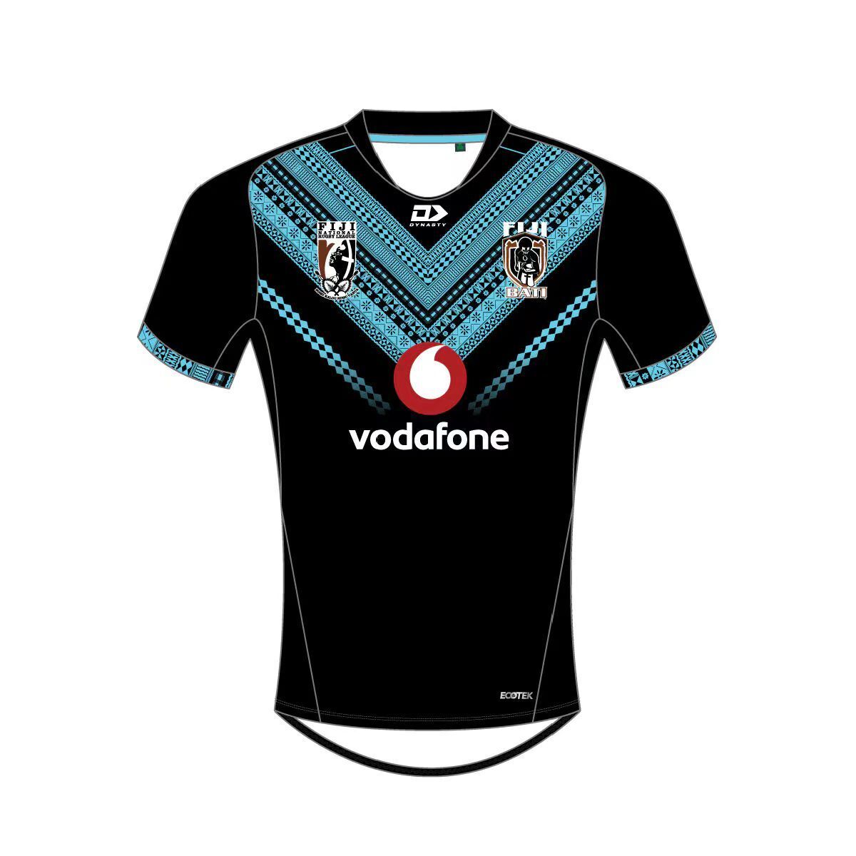 2026 Fiji Bati Black with Blue Tribal Pattern Jersey