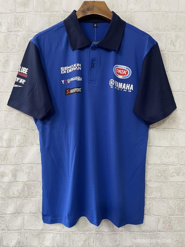 2025 F1 Yamaha Racing Team Blue and Navy Polo Jersey with Multiple Sponsors