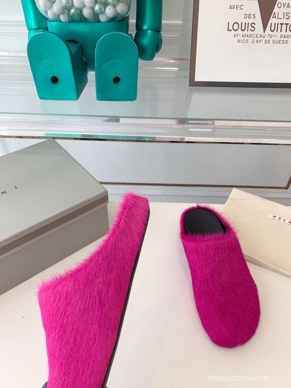 Marni 2025/SS Mule Shoes with Pony Hair Design - LY00