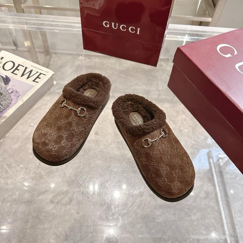 Gucci 2025 SS Autumn Winter New Suede Leather Horsebit Detail Women Wool Loafers - LY00260