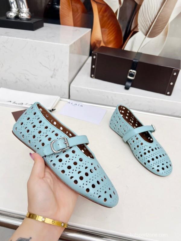 Alaia 2025/SS Perforated Ballet Flats - LY00320