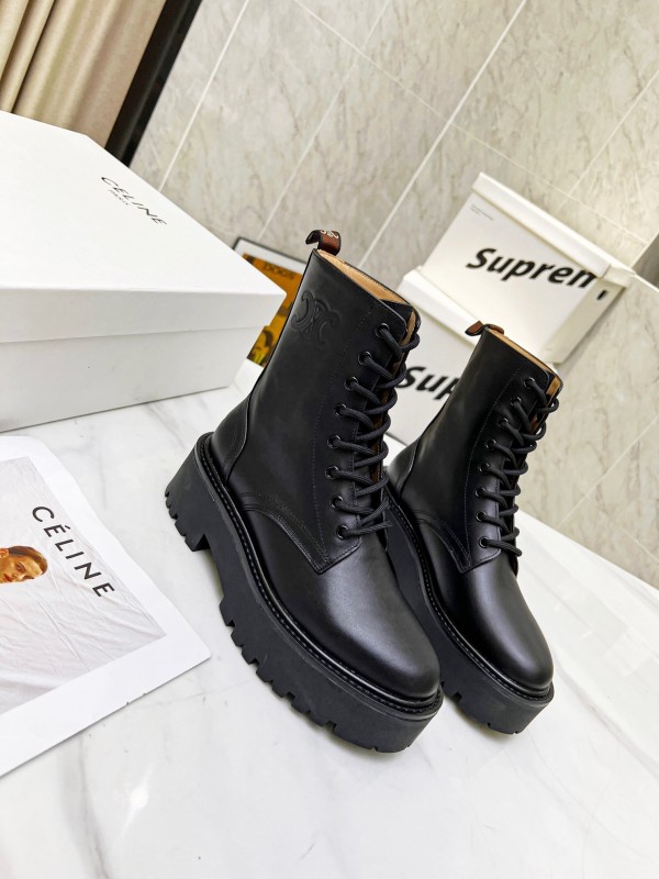CELINE Triomphe Thin Strap Platform Ankle Boots - L Y00320