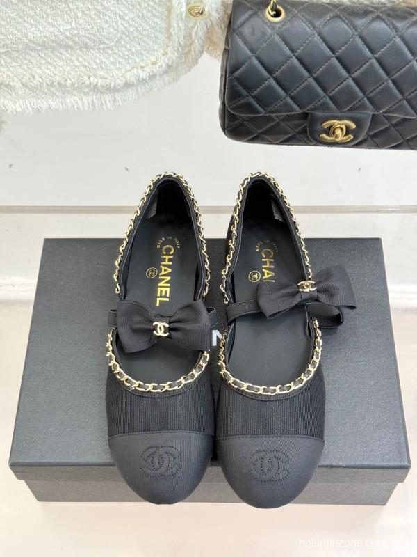 Chanel Spring Summer 2025 Hollow Chain Bow Mary Jane Shoes - KFY00290/KFY00300