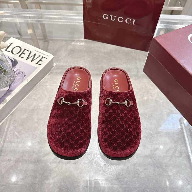 Gucci Women's Mule Shoes Velvet with Horsebit Detail - LY00240