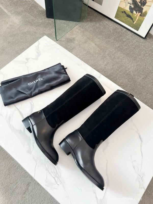 Adidas 2025 SS Suede Patchwork Chelsea Riding Boots Western Cowboy Boots - ModelX