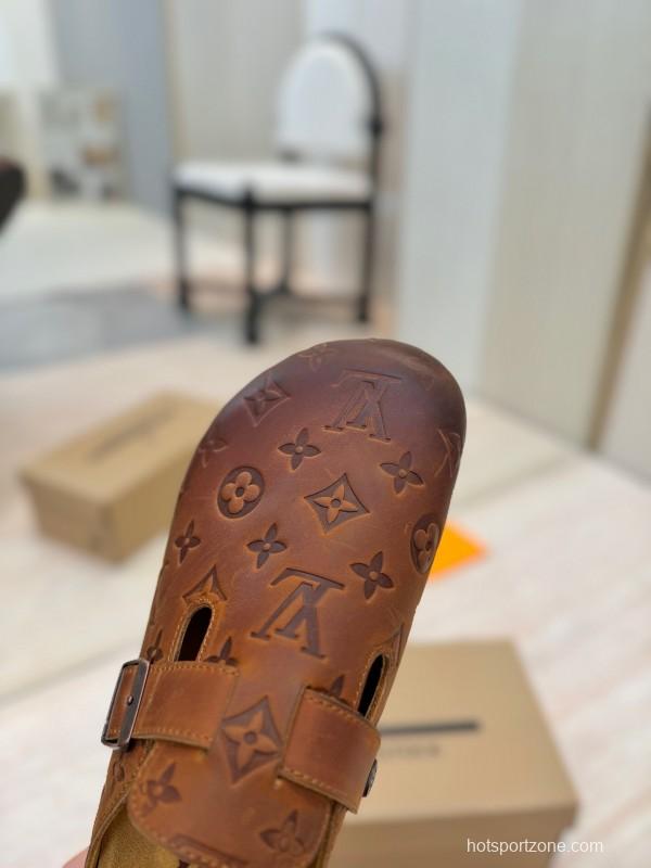 Louis Vuitton Louis Vuitton × BIRKENSTOCK Boston Closed-Toe Soft Sole Mule Slippers - KFY00300
