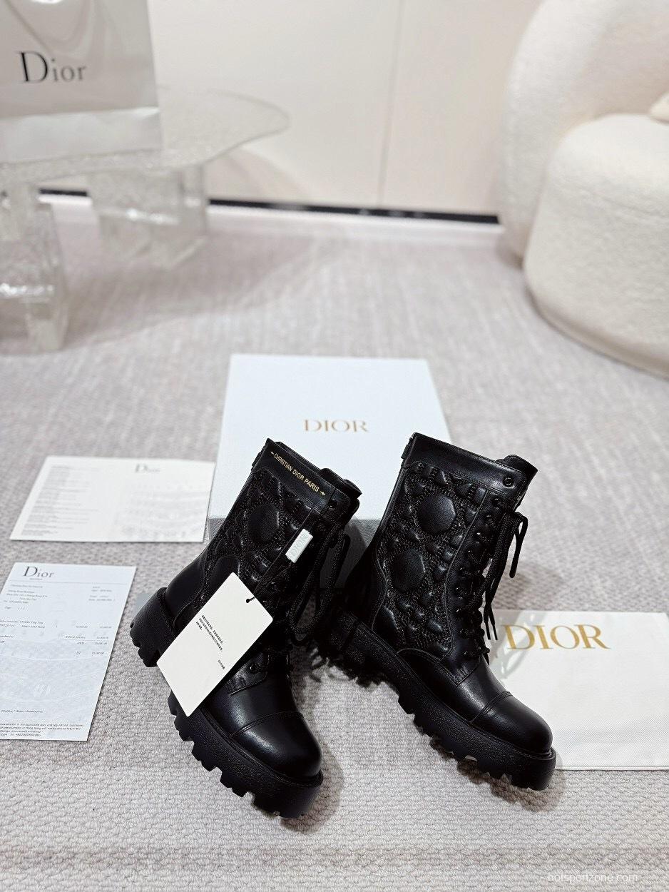 DIOR CHRONO Embroidered Motorcycle Ankle Boots - LY00390