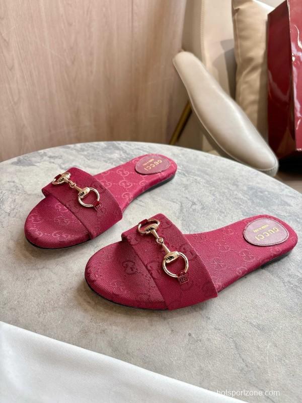 Gucci 2025/SS Leather Mule Sandals with Light Gold Horsebit Detail - LY00280