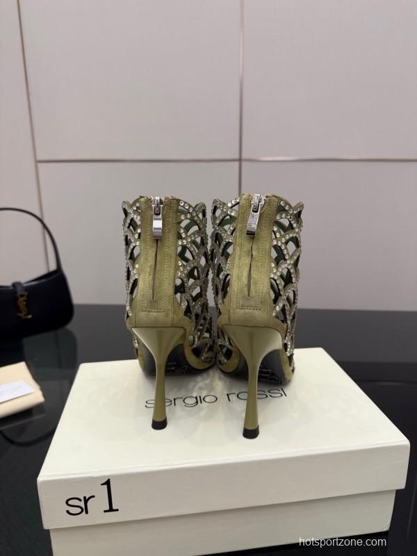 Sergio Rossi Mermaid Sandals 2025 SS Collection Elegant Fishnet High Heels - KFY00470