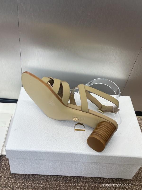 Dior D-Club Jelly Color Hollow Layered Cross Strap Mid Heel Women's Shoes - KFY00290
