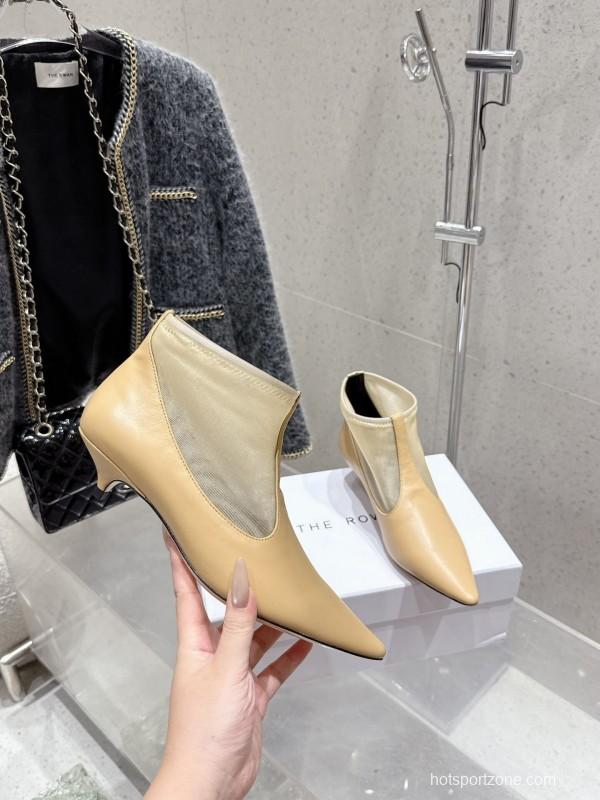 THEROW 2025SS French Retro Minimalist Mesh Kitten Heel Sandals - KFY00320