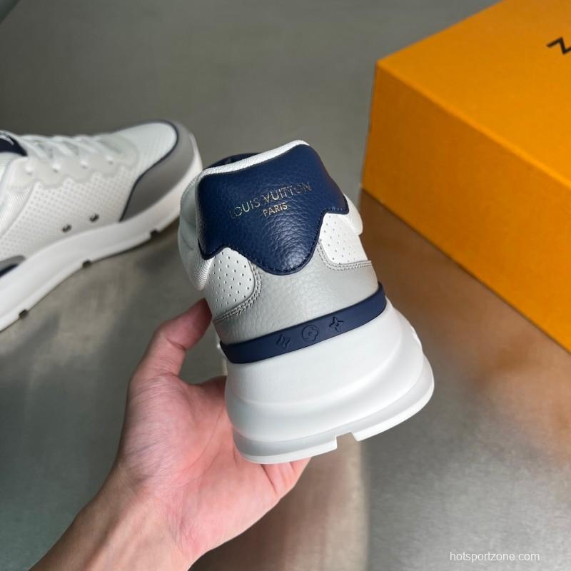 Lv Classic Leather Round Toe Lace-Up Low Top Casual Shoes - YC