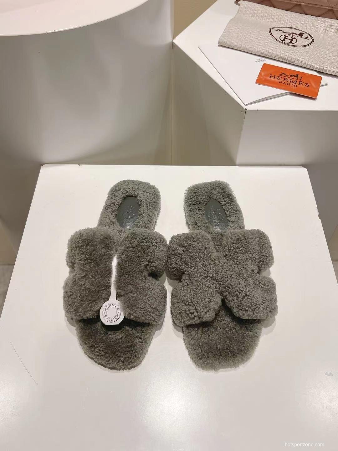 Hermès Teddy Wool Flat Slippers - LY00240