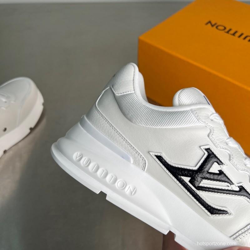 Lv Classic Leather Round Toe Lace-Up Low Top Casual Shoes - YC