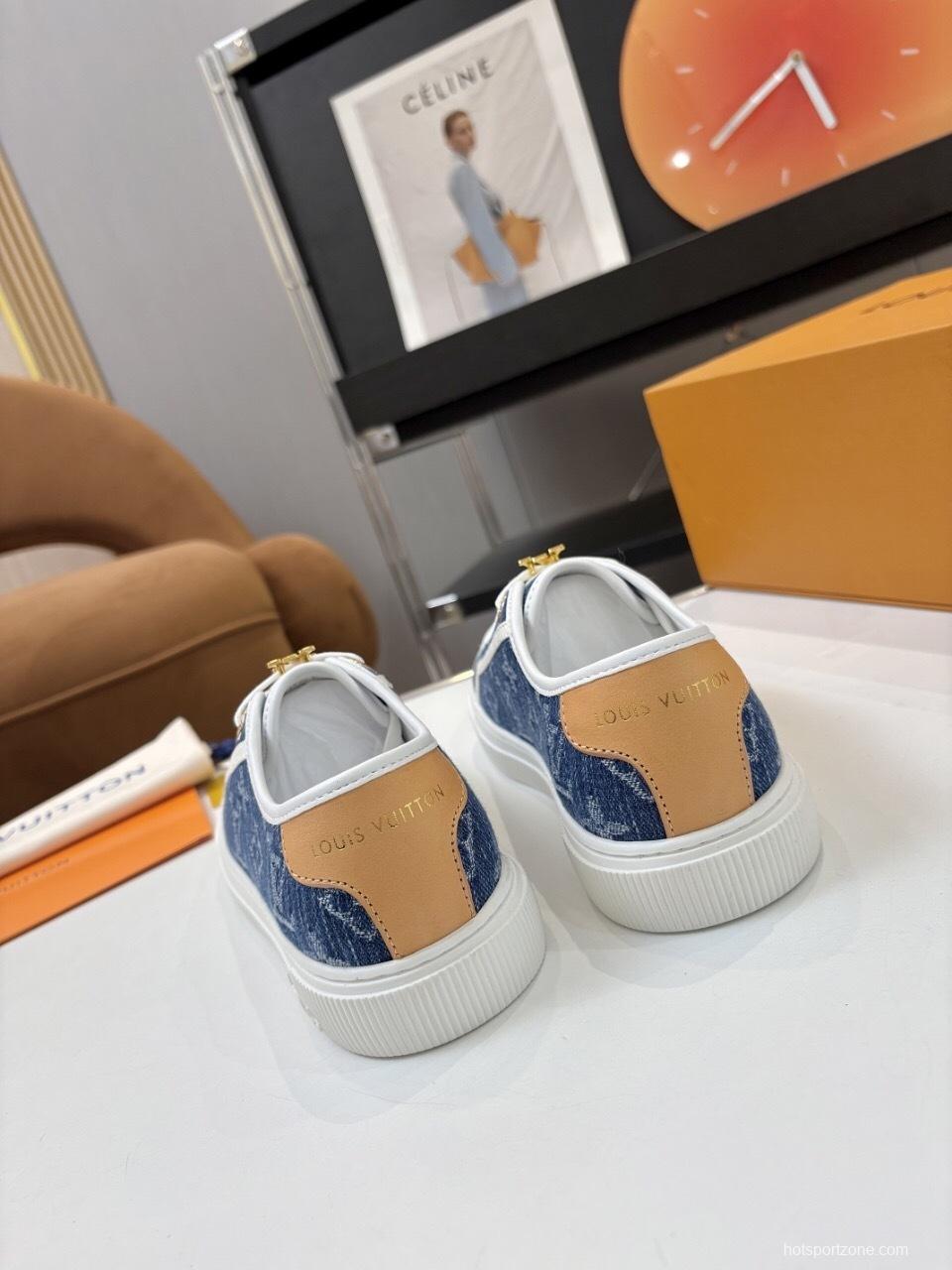 Louis Vuitton Lagoon Series Monogram Denim Sneakers with Leather Accents - AS00300