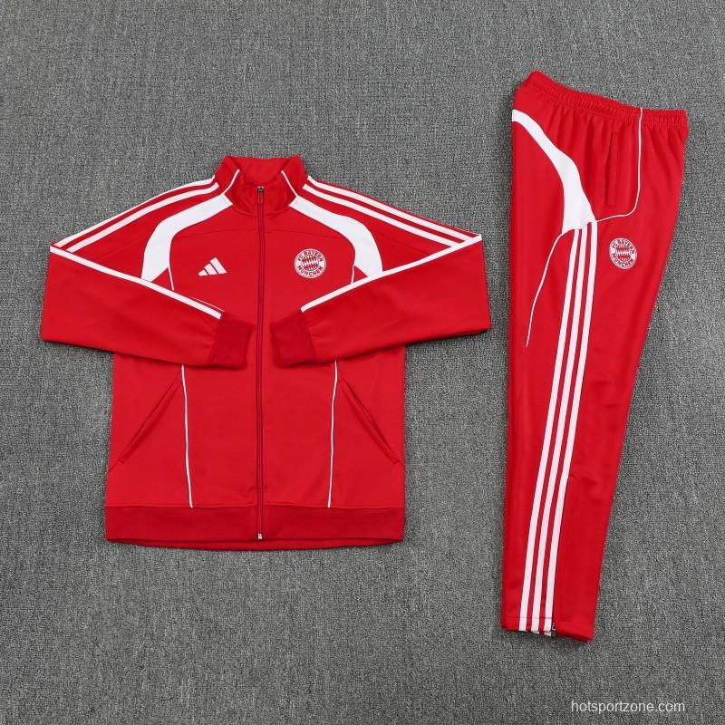 25/26 Bayern Munich Red Full Zipper Jacket+Long Pants