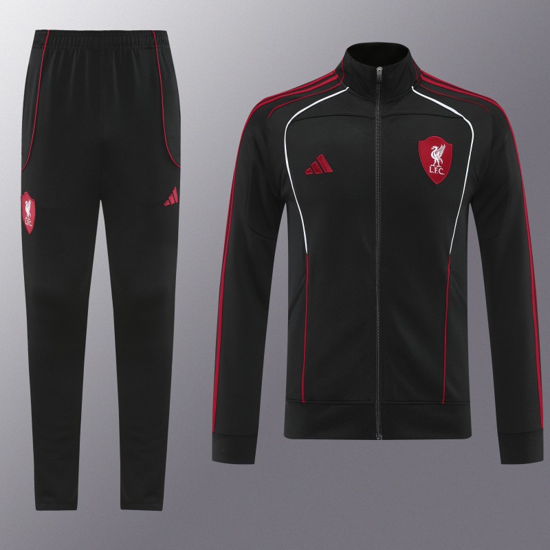 25/26 Liverpool FC Black  Full zipper Jacket Tracksuit+ long pants