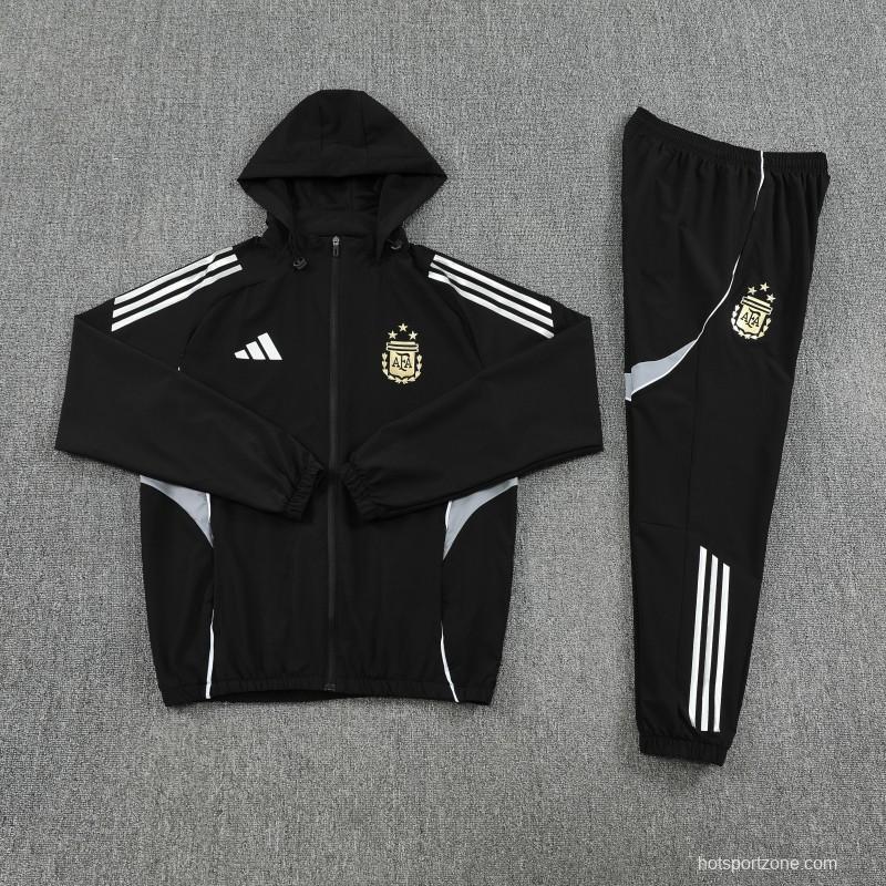 25/26 Argentina Black Full zipper Jacket Tracksuit+ long pants