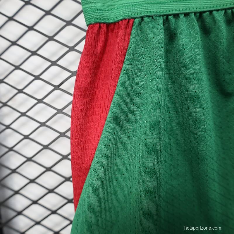 2026 Player Version Morocco Green with Red Side Panels Shorts