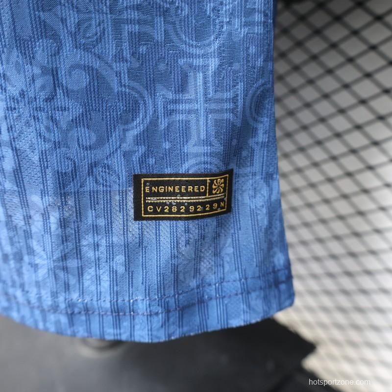 Player Version 2027 Portugal Away Blue with Jacquard Pattern Jersey