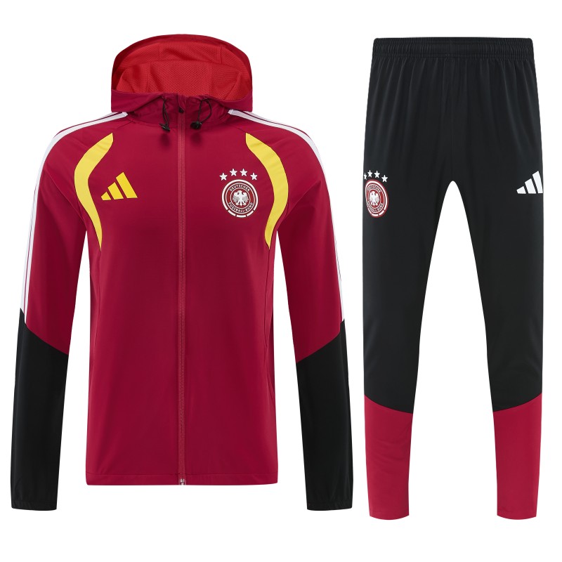 26/27 Germany Red Full Zipper Jacket Tracksuit + Long Pants